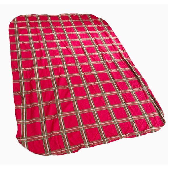 Lenox Cotton Fabric Tablecloth Red & Green Plaid Oval Rustic Country Farmhouse - Picture 1 of 8